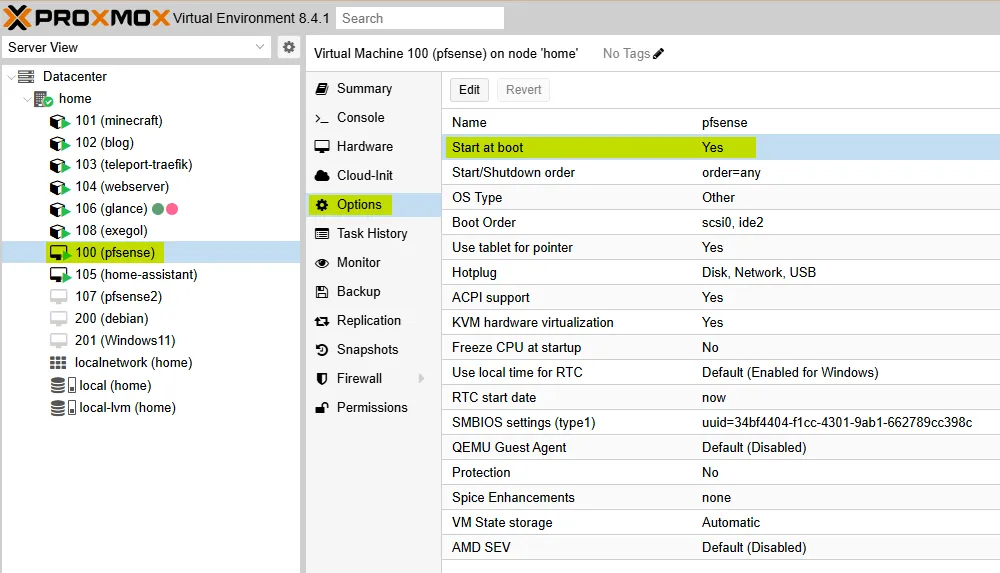 Activation de start on boot