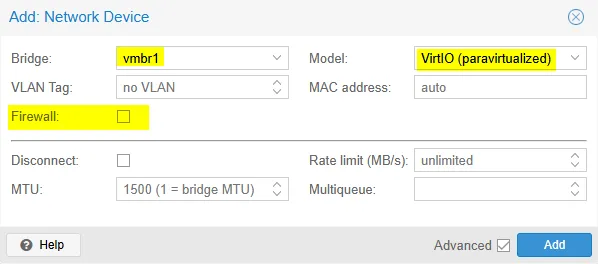 Ajout d'une carte réseaux sur une VM 2