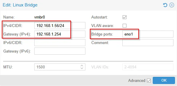 Ajout d'une carte réseau sur Proxmox