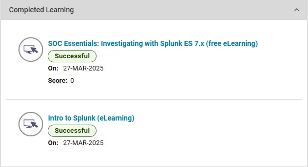 Cours Splunk réalisés