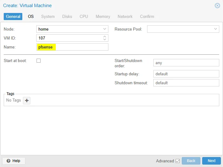 Création d'une VM sur Proxmox - General