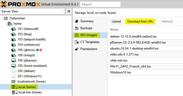 Téléchargement d'une image ISO directement sur Proxmox