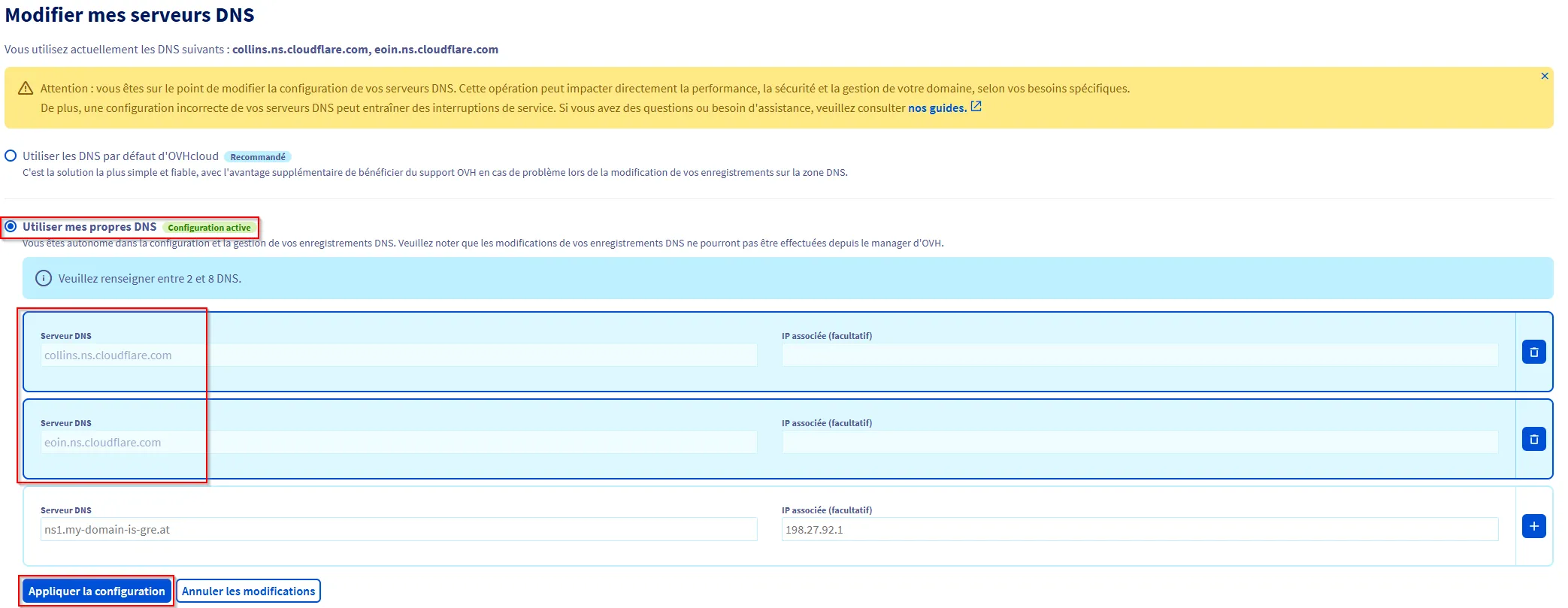 Serveurs DNS OVH