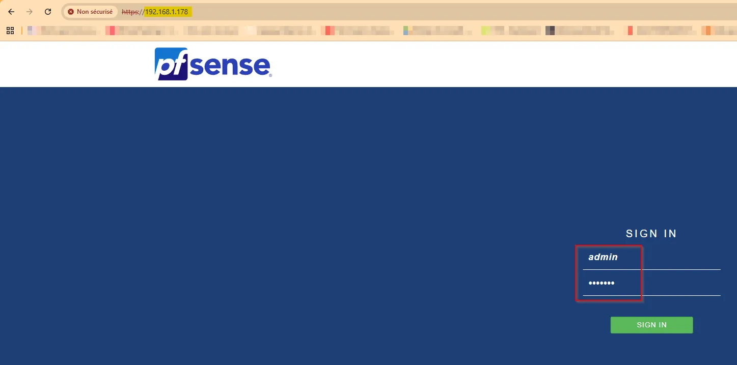 PfSense web login
