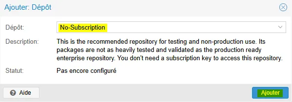 Configuration Proxmox étape 7