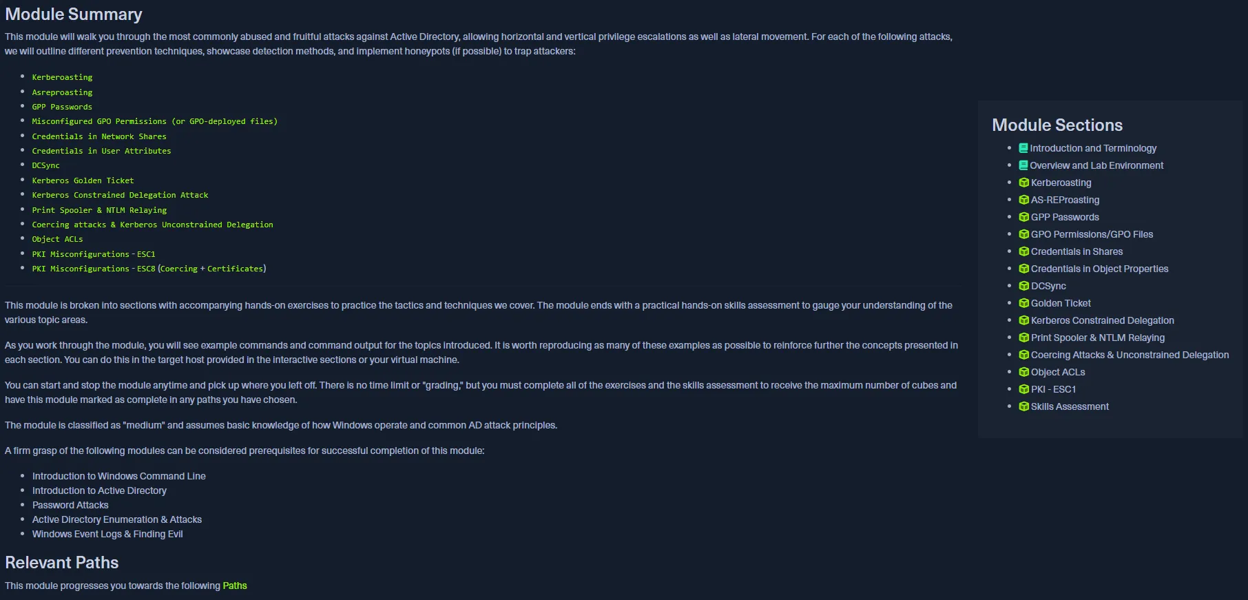Résumé du cours Windows Attacks & Defense de la CDSA